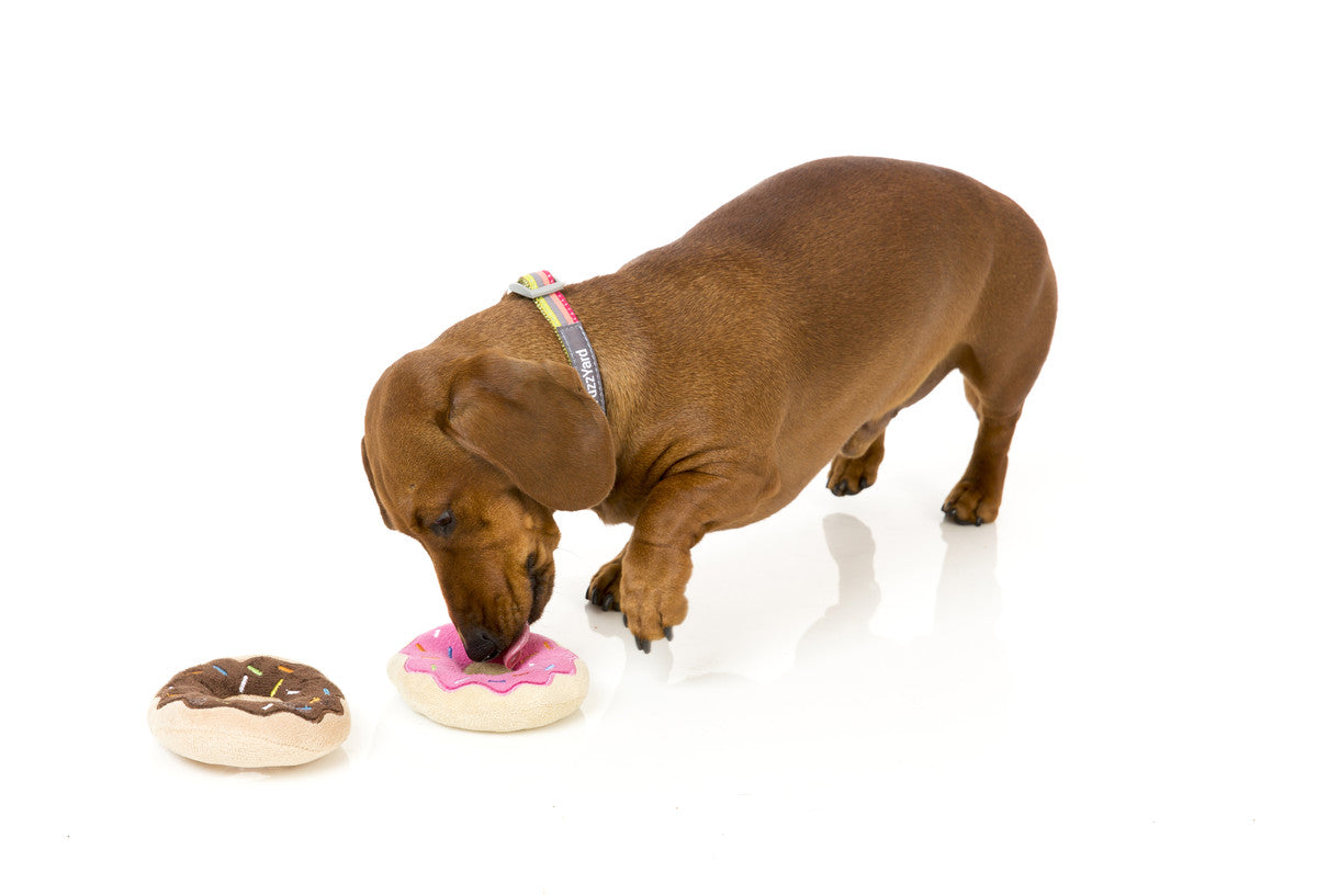 FuzzYard Dog Toy Donuts 2pk - Chocolate and Strawberry