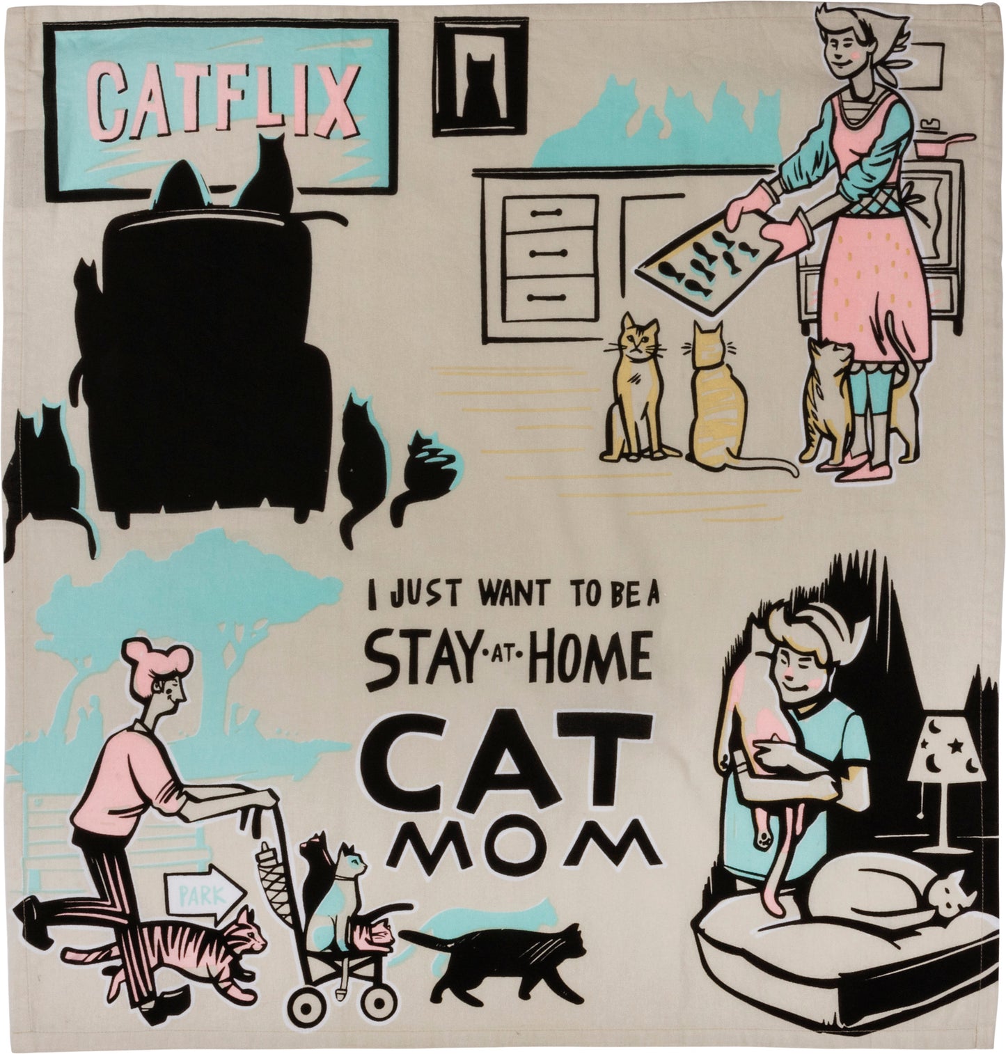 Stay At Home Cat Mom Dish Towel