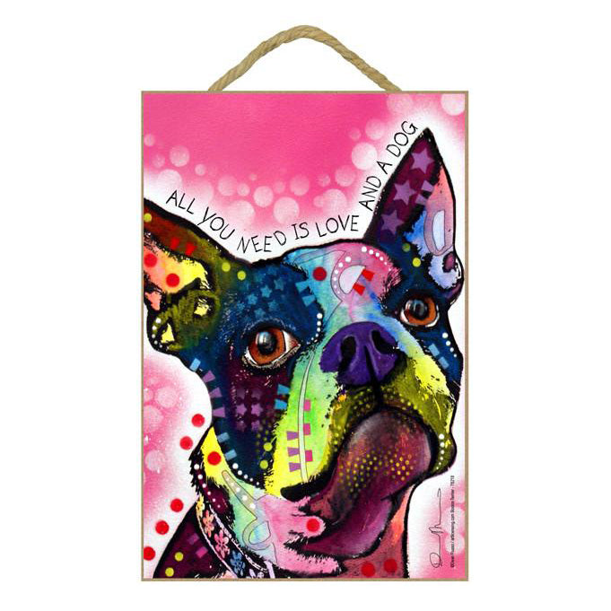 Boston Terrier Wood Plaque Sign