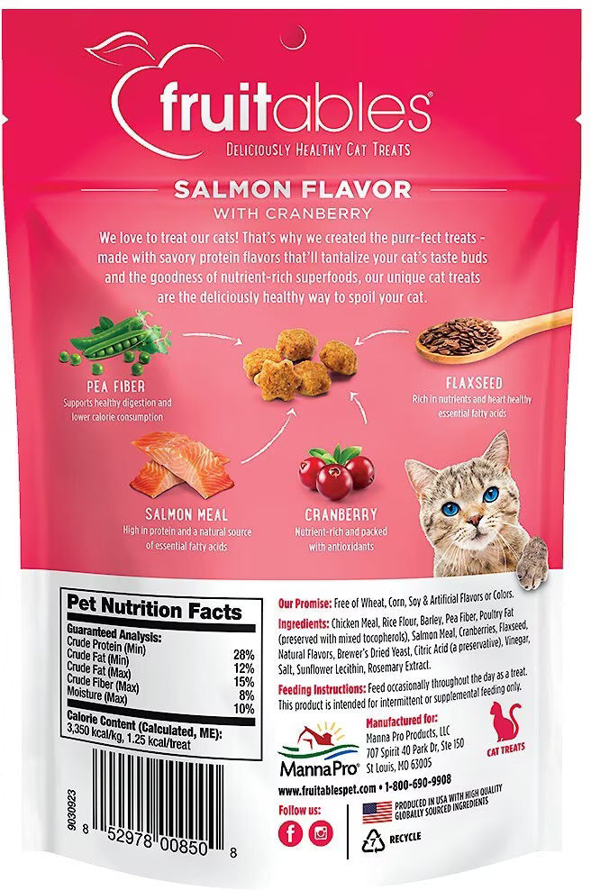 Fruitables Crunchy Cat Treats - Salmon & Cranberry