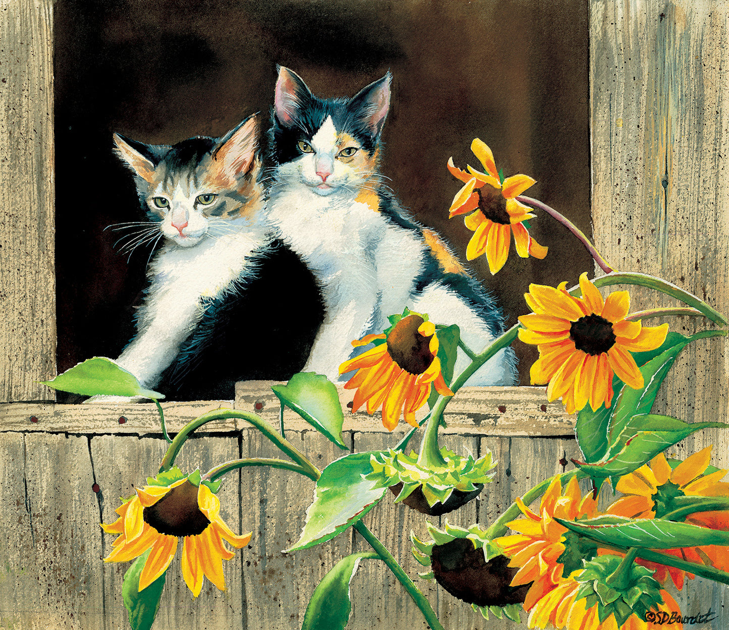 Kittens and Sunflowers - 550 pc Puzzle
