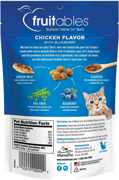 Fruitables Crunchy Cat Treats - Chicken & Blueberry