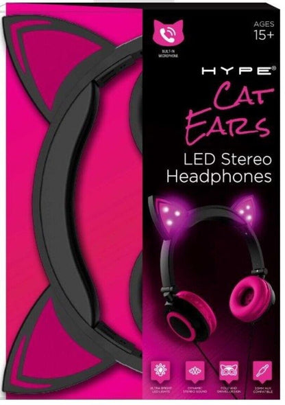 HYPE Cat Ear LED Headphones - Pink