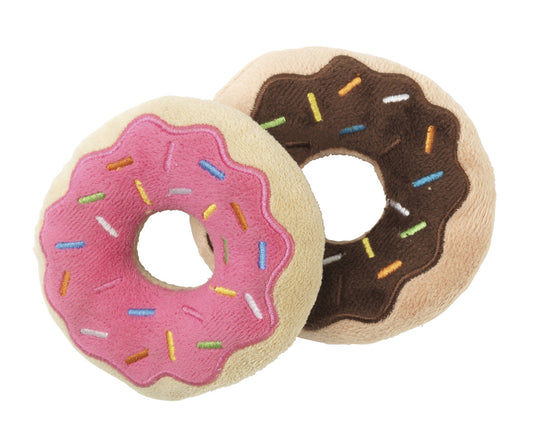 FuzzYard Dog Toy Donuts 2pk - Chocolate and Strawberry