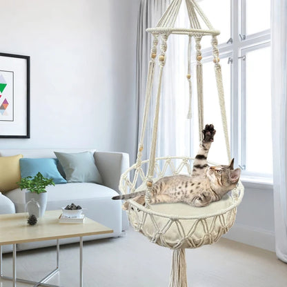 Macramé Hanging Cat Hammock