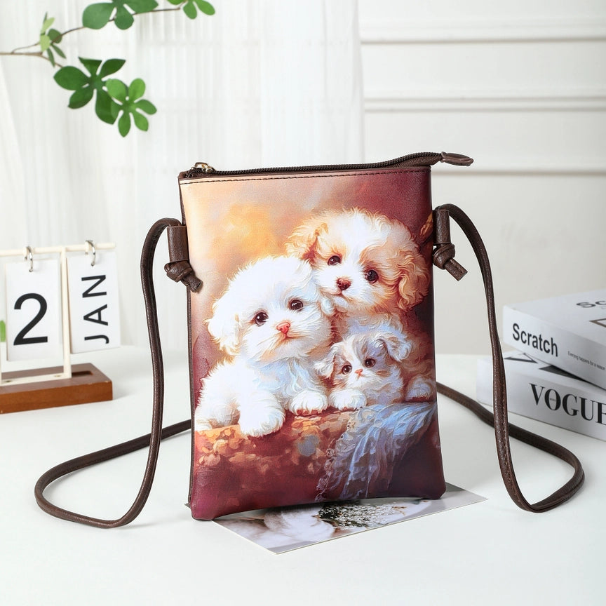 Color Print Cellphone Bag - Puppies
