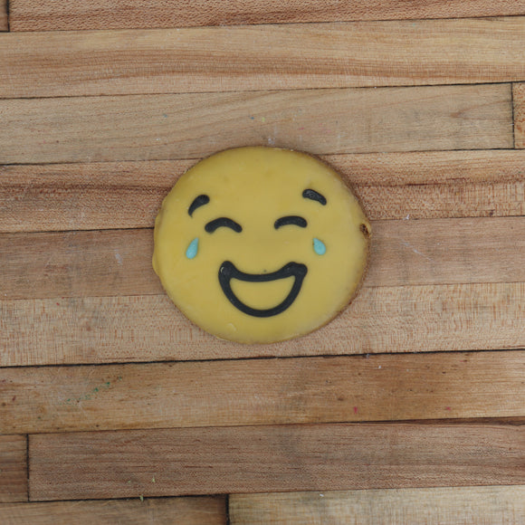 Frosted Emoji Cookies - Laughing