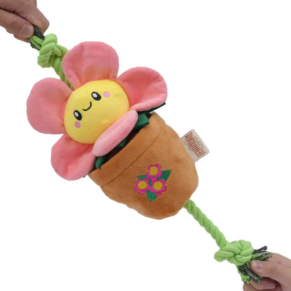 Treat & Tug Toy –  Pink Flower Pot