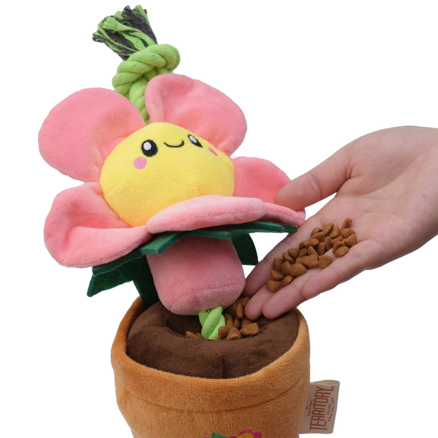 Treat & Tug Toy –  Pink Flower Pot