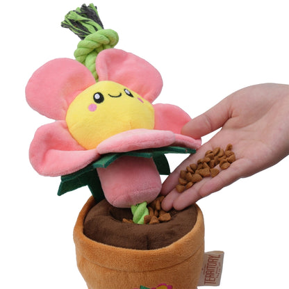 Treat & Tug Toy –  Pink Flower Pot