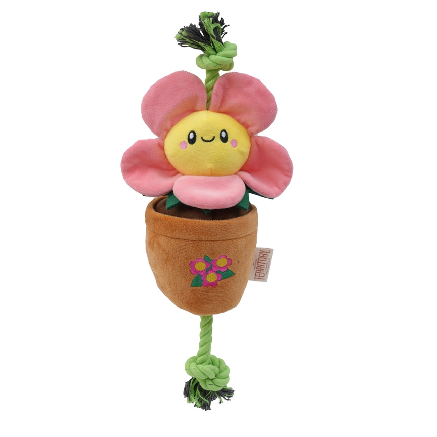 Treat & Tug Toy –  Pink Flower Pot
