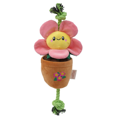 Treat & Tug Toy –  Pink Flower Pot