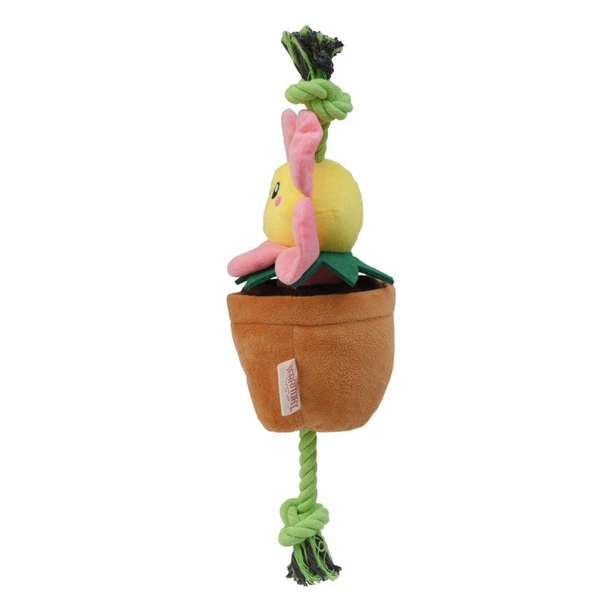 Treat & Tug Toy –  Pink Flower Pot