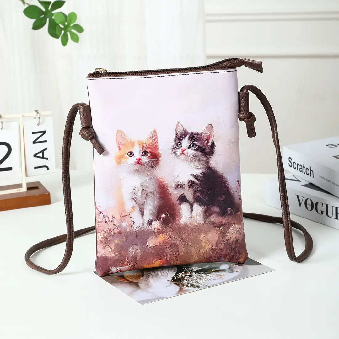 Color Print Cellphone Bag - Kitties