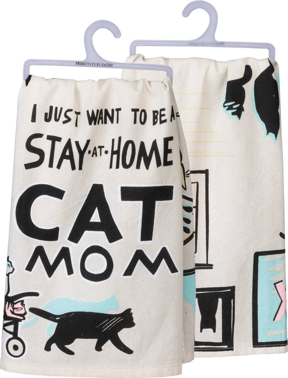 Stay At Home Cat Mom Dish Towel