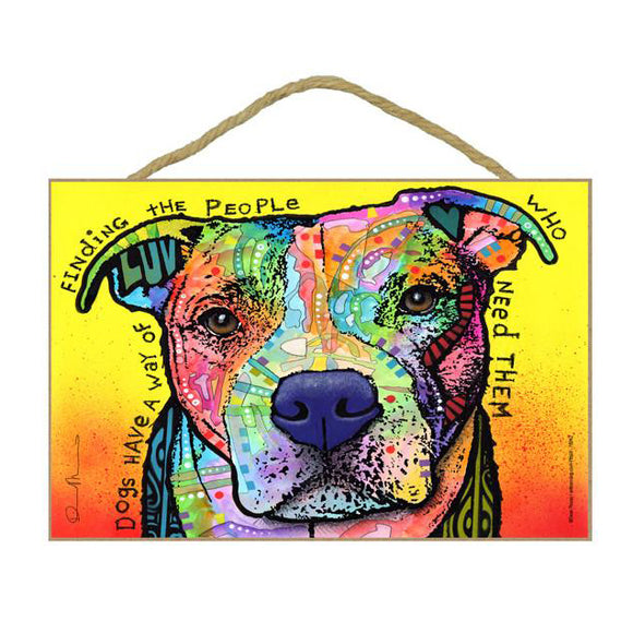 Pit Bull Finding the People Wood Plaque Sign