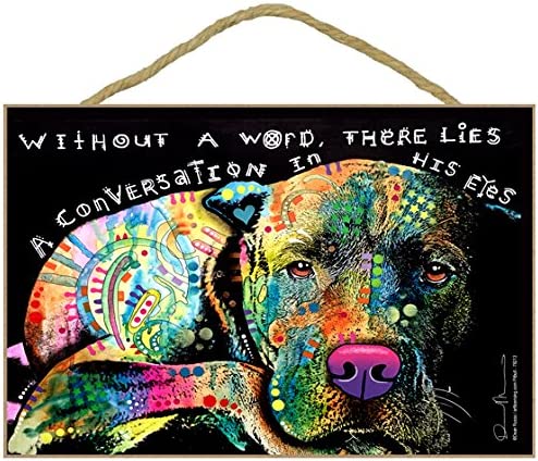 Pit Bull Conversation in his Eyes Wood Plaque Sign